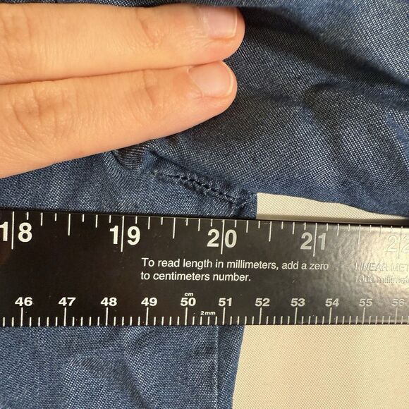 Jane Delancey Chambray Blouse Women Small Blue Button Up Long Sleeve Lightweight - Picture 11 of 12